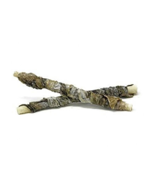 Palo de cuero crudo trenzado por piel de pescado